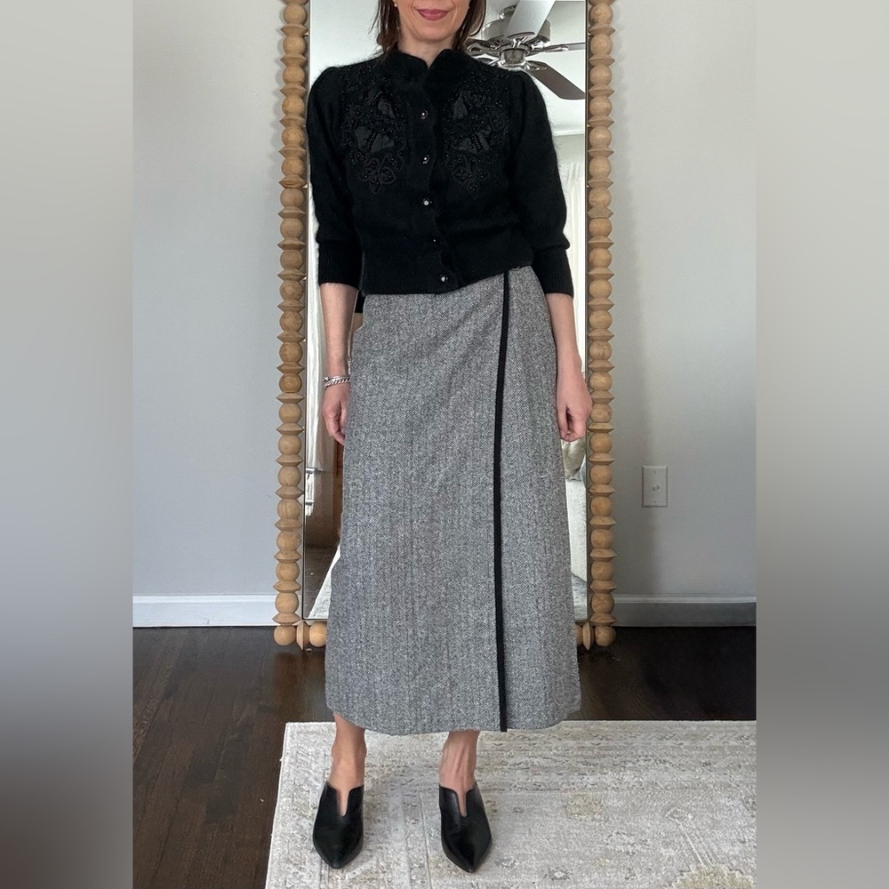 Talbots Vintage Made in USA Wool Long Wrap Skirt